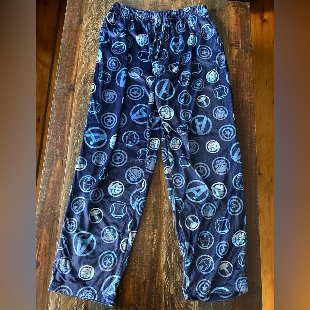 MARVEL Avengers Men’s XL Navy Blue Superhero Logos Soft Pajama Pants